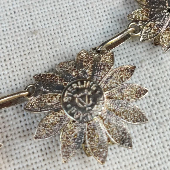 Vintage sterling Portugal CV artisan made flower necklace - Picture 6 of 7